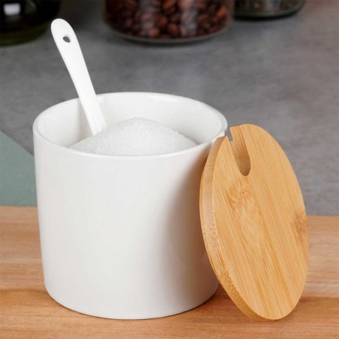 CUKIERNICA CUKIERNICZKA CERAMICZNA Z ŁYŻECZKĄ BIAŁA 139682 CUKIERNICA CUKIERNICZKA CERAMICZNA Z ŁYŻECZKĄ BIAŁA 139682