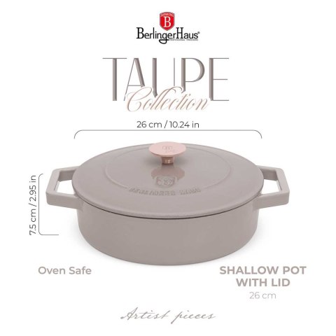 GARNEK ŻELIWNY 26cm PŁASKI BERLINGER HAUS BH-6527 TAUPE GARNEK ŻELIWNY 26cm PŁASKI BERLINGER HAUS BH-6527 TAUPE