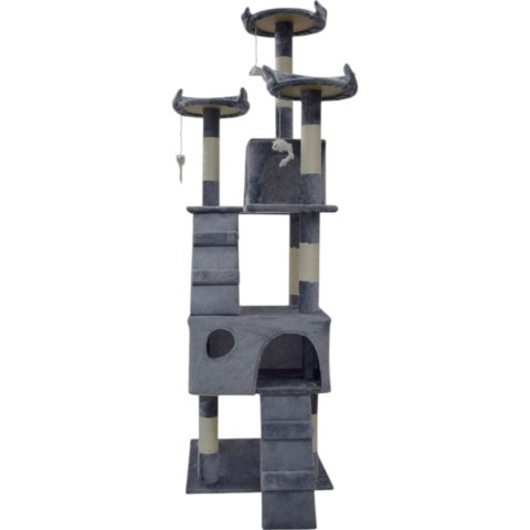 Drapak dla kota 170 cm jasno szary domek legowisko sizal zabawki stabilny