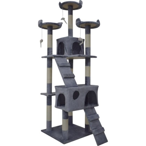 Drapak dla kota 170 cm jasno szary domek legowisko sizal zabawki stabilny