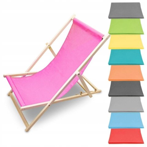 LEŻAK PLAŻOWY OGRODOWY DREWNIANY SKŁADANY REGULOWANY POMARAŃCZOWY