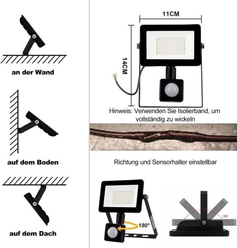 Lampa naświetlacz LED z czujnikiem ruchu i zmierzchu 30W