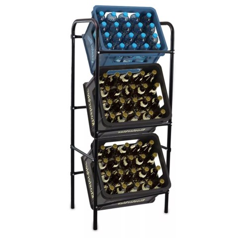 Metalowy Regał na 3 Skrzynki z Napojami Stabilny Organizer 116x50x34 cm Metalowy Regał na 3 Skrzynki z Napojami Stabilny Organizer 116x50x34 cm