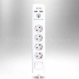 Przedłużacz 4 gniazda + 2 x USB