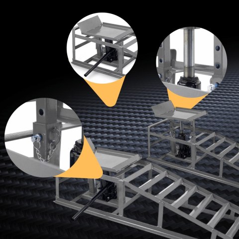 Rampy z podnośnikiem hydraulicznym grafitowe 2x2000 kg szerokość opony 22cm Rampy z podnośnikiem hydraulicznym grafitowe 2x2000 kg szerokość opony 22cm