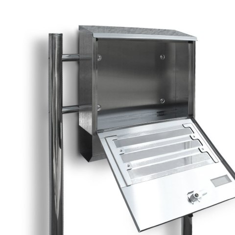 Skrzynka pocztowa na listy z gazetnikiem ze stali inox ze stojakami Skrzynka pocztowa na listy z gazetnikiem ze stali inox ze stojakami