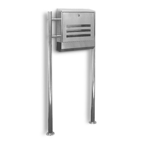 Skrzynka pocztowa na listy z gazetnikiem ze stali inox ze stojakami Skrzynka pocztowa na listy z gazetnikiem ze stali inox ze stojakami