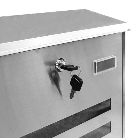 Skrzynka pocztowa na listy z gazetnikiem ze stali inox ze stojakami Skrzynka pocztowa na listy z gazetnikiem ze stali inox ze stojakami