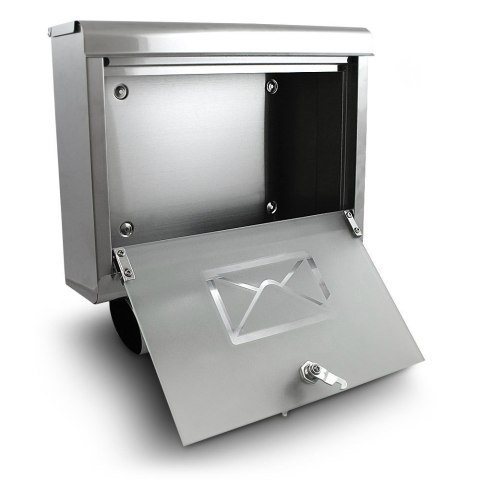 Skrzynka pocztowa na listy ze stali inox oraz szkła z gazetnikiem Skrzynka pocztowa na listy ze stali inox oraz szkła z gazetnikiem