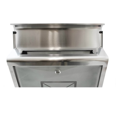 Skrzynka pocztowa na listy ze stali inox oraz szkła z gazetnikiem Skrzynka pocztowa na listy ze stali inox oraz szkła z gazetnikiem