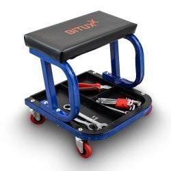 Taboret warsztatowy bituxx z wyściełanym siedziskiem 3 półki kółka 360° Taboret warsztatowy bituxx z wyściełanym siedziskiem 3 półki kółka 360°