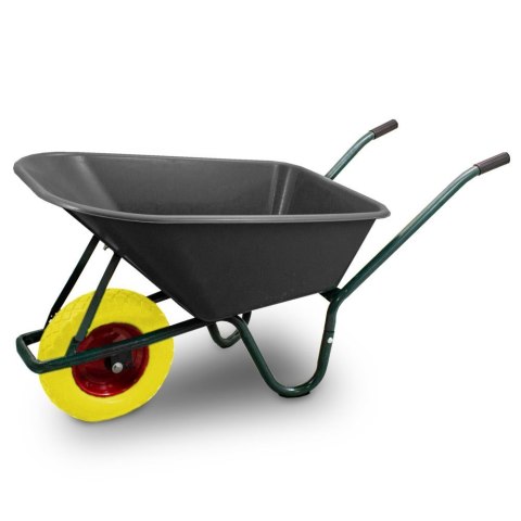 Taczka ogrodowa 100L 250kg misa PVC żółte koło PU Taczka ogrodowa 100L 250kg misa PVC żółte koło PU