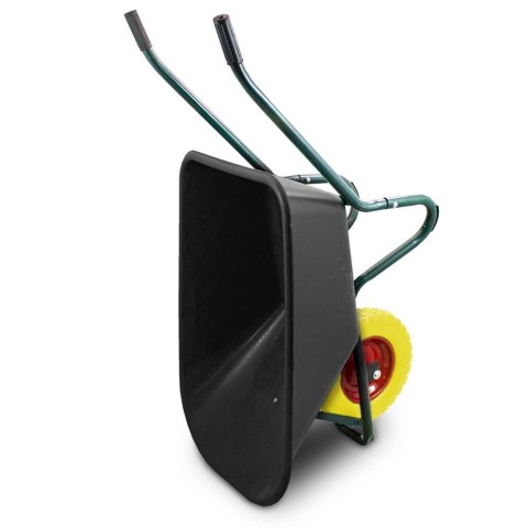 Taczka ogrodowa 100L 250kg misa PVC żółte koło PU Taczka ogrodowa 100L 250kg misa PVC żółte koło PU