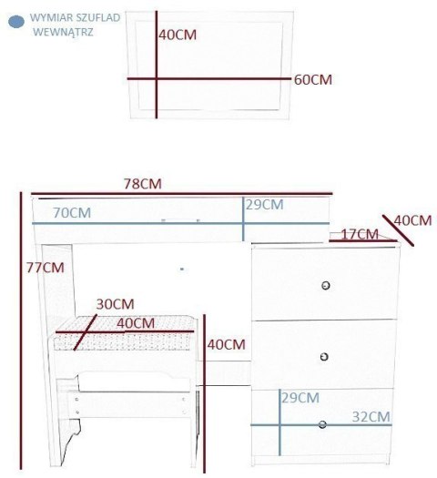 Toaletka kosmetyczna minimalistyczna biała Lustro Toaletka kosmetyczna minimalistyczna biała Lustro