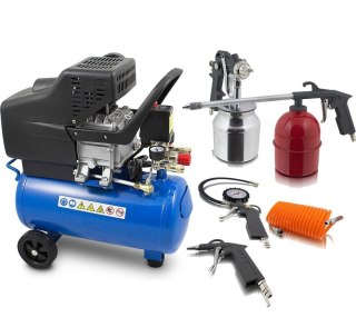 ZESTAW Kompaktowa, Mobilna Sprężarka Pojemność 24l 1500W + 5 elementów