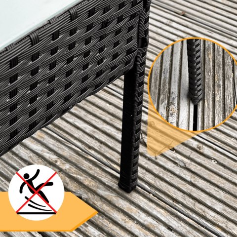 Zestaw Rattanowy 2 Fotele Stolik Wypoczynek Czarny Poduszki Technorattan