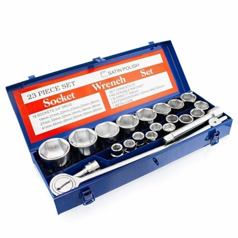 Zestaw kluczy nasadowych 19-60mm z grzechotk膮 23 elementy Zestaw kluczy nasadowych 19-60mm z grzechotk膮 23 elementy