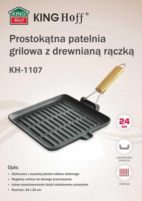 ŻELIWNA PATELNIA GRILLOWA KINGHOFF KH-1107 24cm ŻELIWNA PATELNIA GRILLOWA KINGHOFF KH-1107 24cm