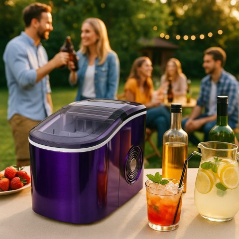 Kostkarka do lodu 2,2L 15kg/24h fioletowa przenośna 2 rozmiary kostek
